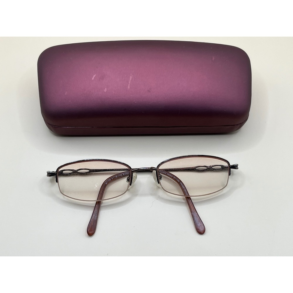 Sandra Isaacs SI1106 Brown Metal Oval Semi-Rimless Eyeglass Frames with Case
